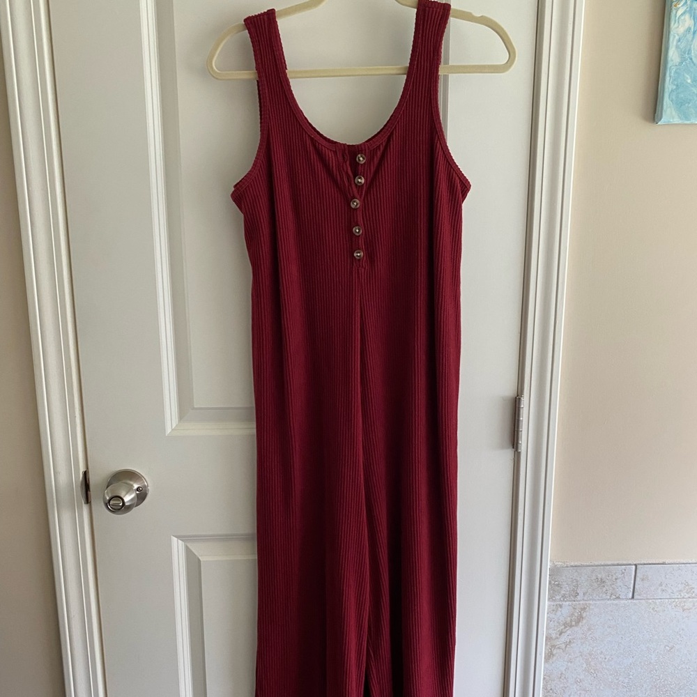 Old Navy Maternity Cozy Rib-Knit Henley Nursing Jumpsuit - Medium